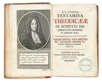 LEIBNIZ, GOTTFRIED WILHELM VON. Tentamina theodicaeae de bonitate Dei, libertate hominis, et origine mali.  3 vols.  1739